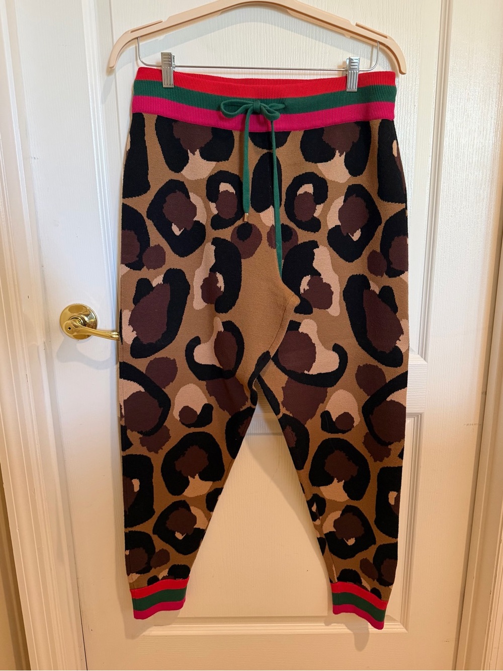 Emily McCarthy Cocoa Spot Cheetah Downtown Joggers with Pink & Green Trim - Picture 3 of 5